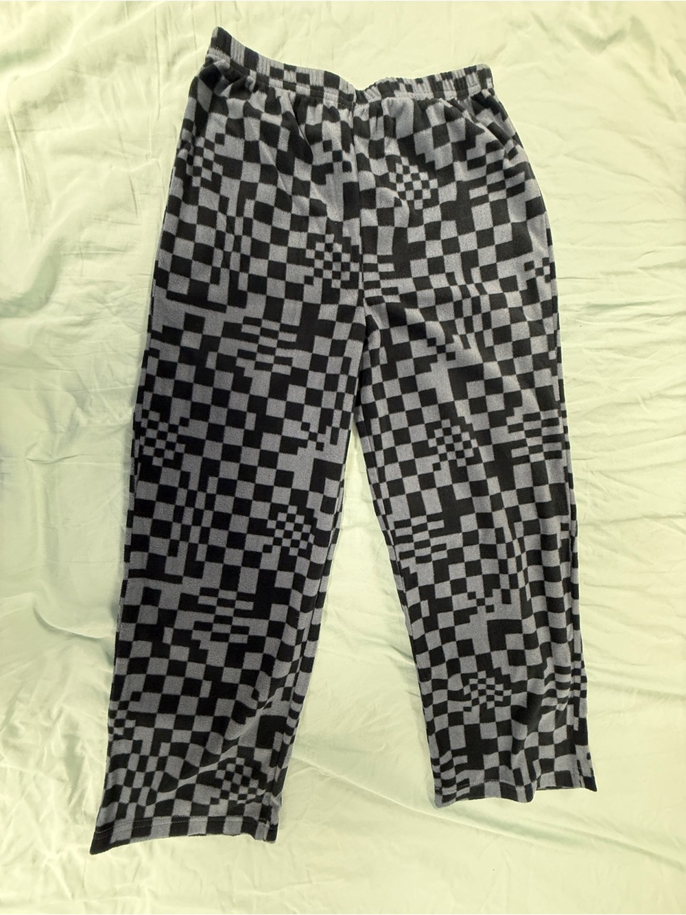 Cuddl Dudds Boys Youth Size L (10/12) Black/Grey Pixel Fleece Pajama Pants